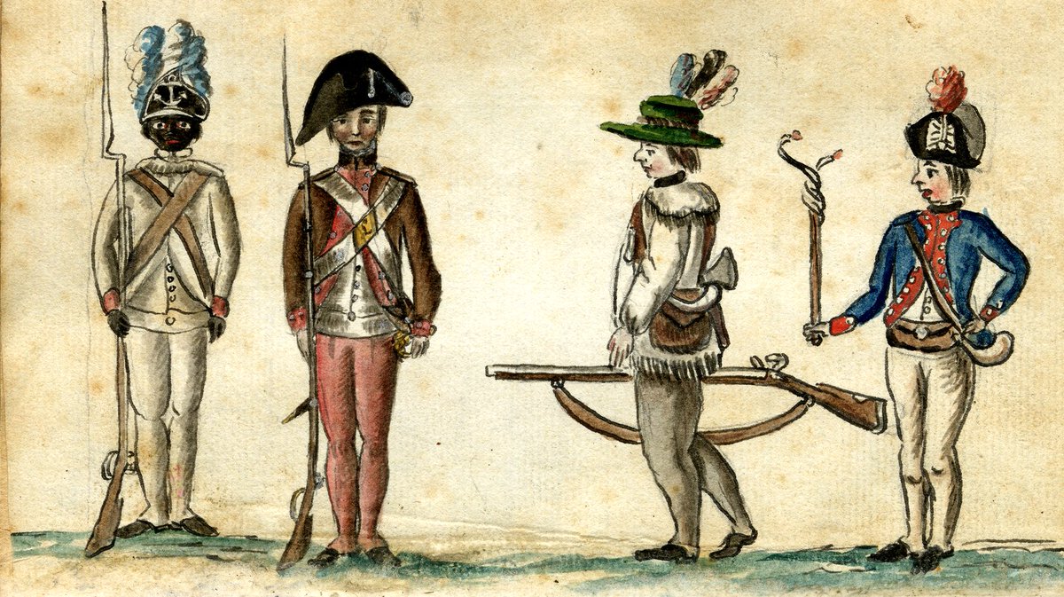 EchoesofWarYT's tweet image. Continental Army soldiers, including one from the 1st Rhode Island Regiment on the left