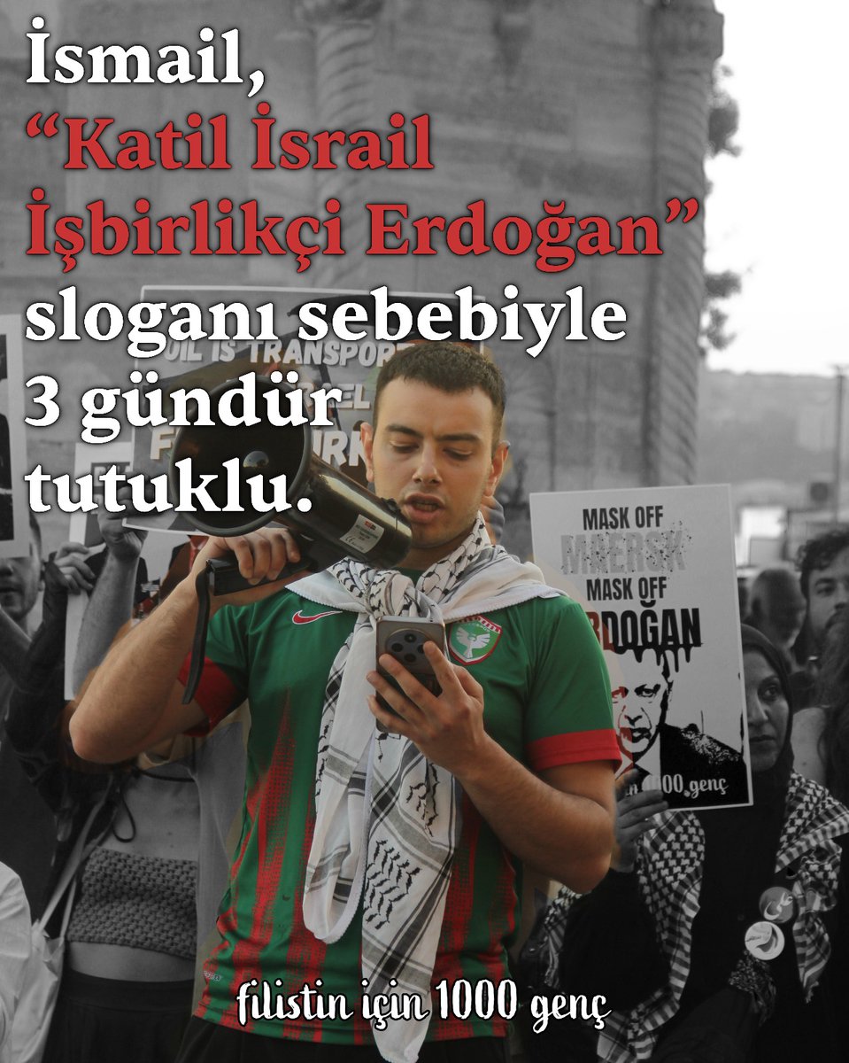 fibgenc's tweet image. Yoldaşımız İsmail, Erdoğan’ın soykırımdaki ortaklığını ifşa ettiği için 3 gündür tutuklu! Filistin halkının sesini Türkiye’deki muhattabına ulaştırmaya çalışan İsmail tutuklu yargılanırken, Erdoğan siyonist şirketlerin silahlarını sergilediği IDEF forumuna bizzat katılıyor.…