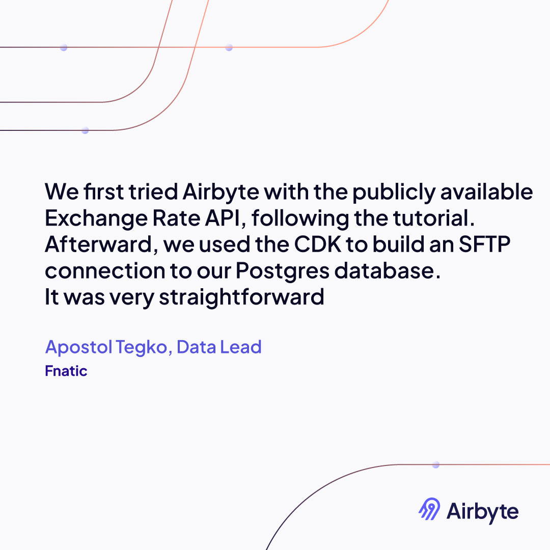 AirbyteHQ's tweet image. .@FNATIC's strategy: unify all data for growth! 🤝 They used Airbyte to seamlessly consolidate insights from countless sources. (Without getting mired in complexity, to boot!)
Building a powerful, future-proof data foundation opens up their esports empire to endless…