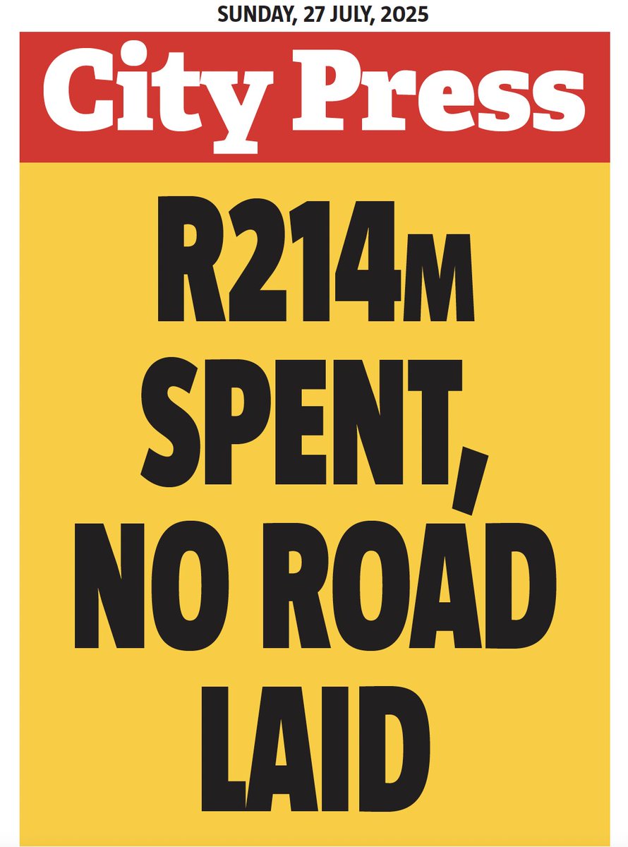 Tomorrow in City Press:

The Free State government has spent more than R269 million on a failed road maintenance project, the R709 between Tweespruit and Excelsior near Thaba Nchu.