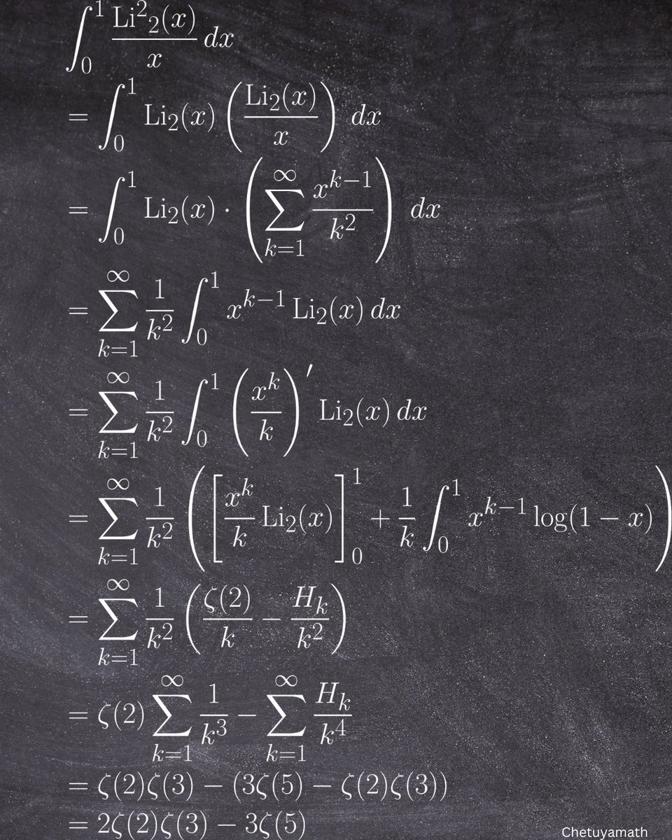 ChetuyaGamma's tweet image. A beautiful integral featuring the Dilogarithm function.
#math