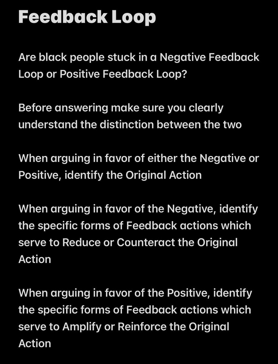 Dexglx's tweet image. I fed these questions into DeepSeek, Grok, and ChatGPT - Responses in the thread below ⬇️
Are black people stuck in a Negative Feedback Loop or Positive Feedback Loop?
Before answering make sure you clearly understand the distinction between the two
When arguing in favor of…