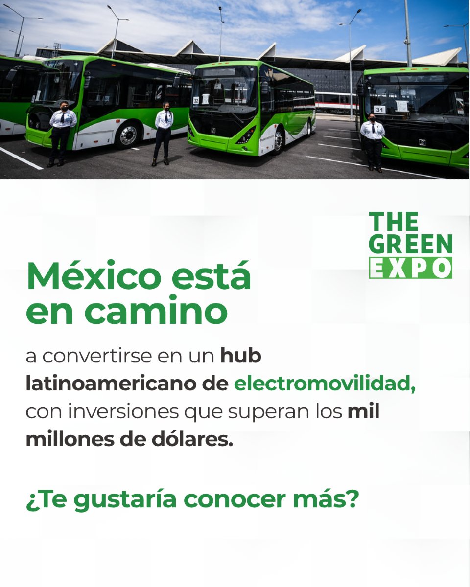 The Green Expo te acerca a los avances en infraestructura, baterías y flotas eléctricas que están revolucionando la movilidad. 

🔗 thegreenexpo.infoexpo.com.mx/2025/ae/web/co… | 🔋🌿 Del 2 al 4 de septiembre en Centro Banamex

#GreenExpo2025 #IndustriaSustentable
