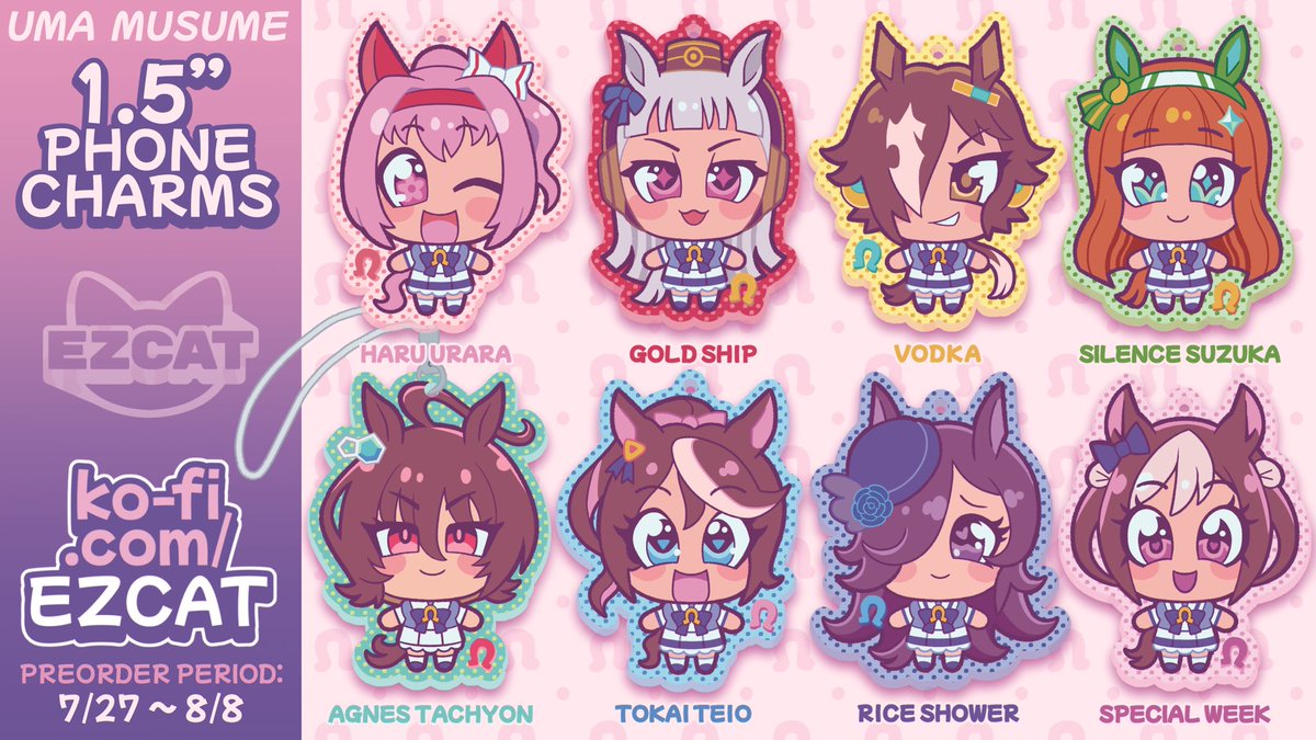 here is the final art for everybody 🫡🐎 uma phone charm preorders start tomorrow at noon (EST)!!!! 💖
#umamusume #ウマ娘