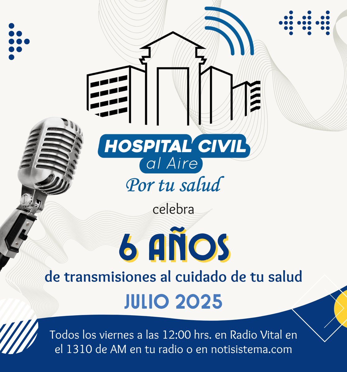 El programa de radio “Hospital Civil al aire, por tu salud” está celebrando 6 años de transmisiones ¡Y va por más! Sintonízalo en Radio Vital en el 1310 de AM (y notisistema.com).