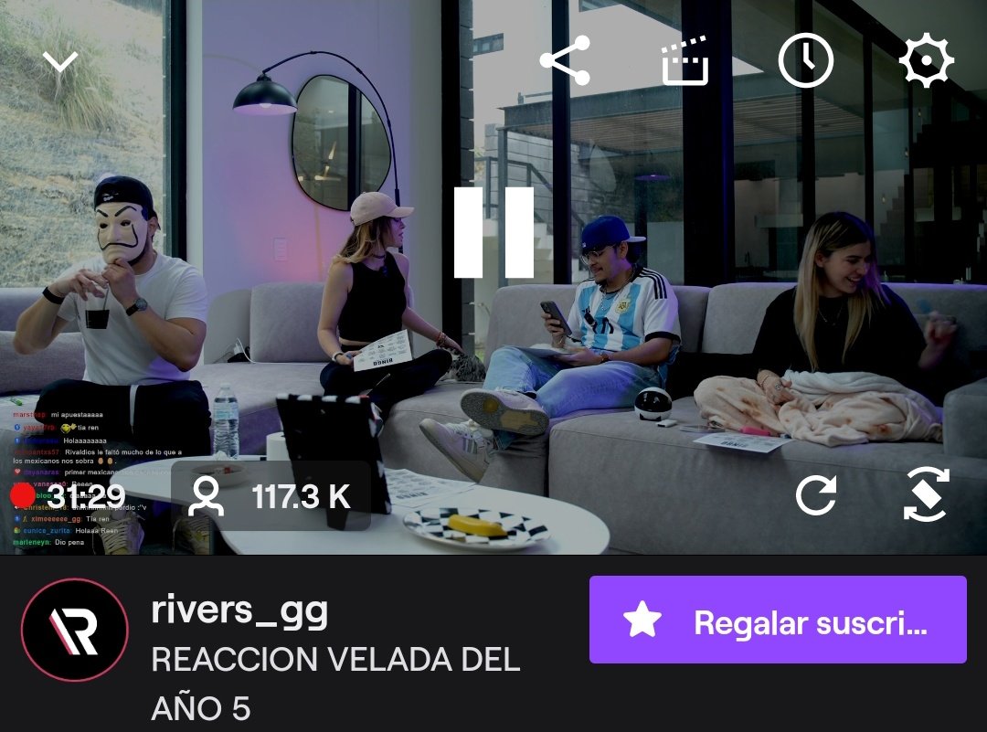 RiversUpdatesGG's tweet image. 📢 | Rivers superó los 100k de viewers en su stream reaccionando a la Velada del año 5 🥊🐥💜