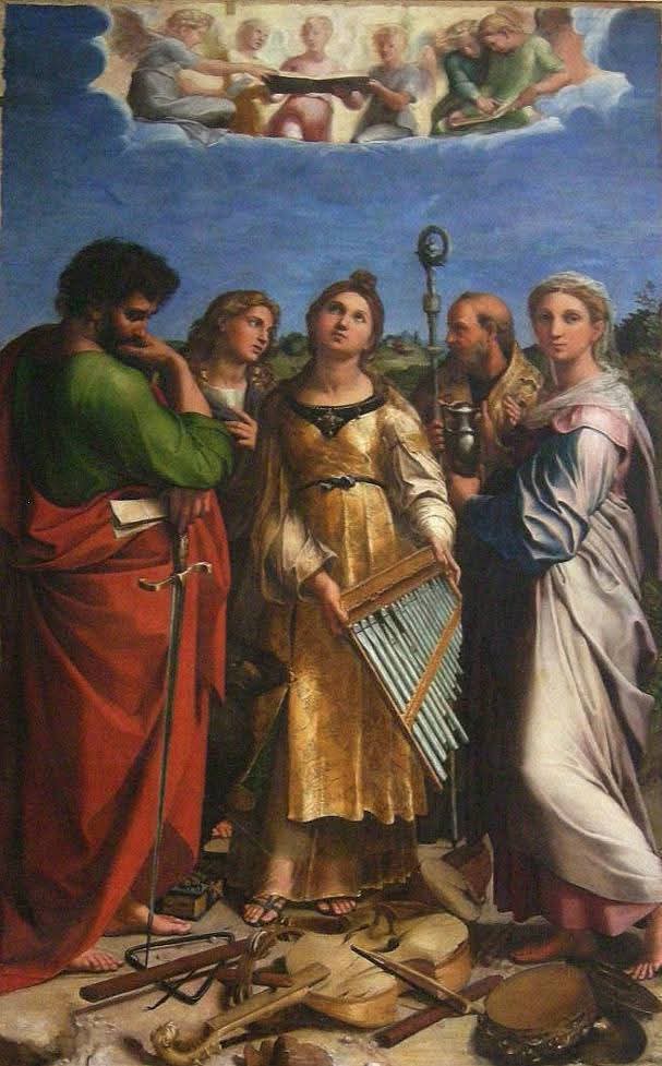 RamellaUgo's tweet image. Raffaello Sanzio. Santa Cecilia opera più due dettagli vedere singolarmente. Pinacoteca Bologna