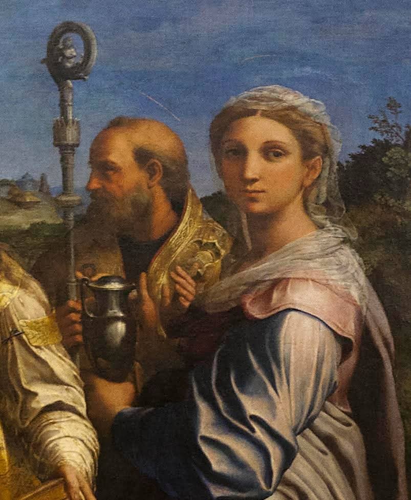 RamellaUgo's tweet image. Raffaello Sanzio. Santa Cecilia opera più due dettagli vedere singolarmente. Pinacoteca Bologna