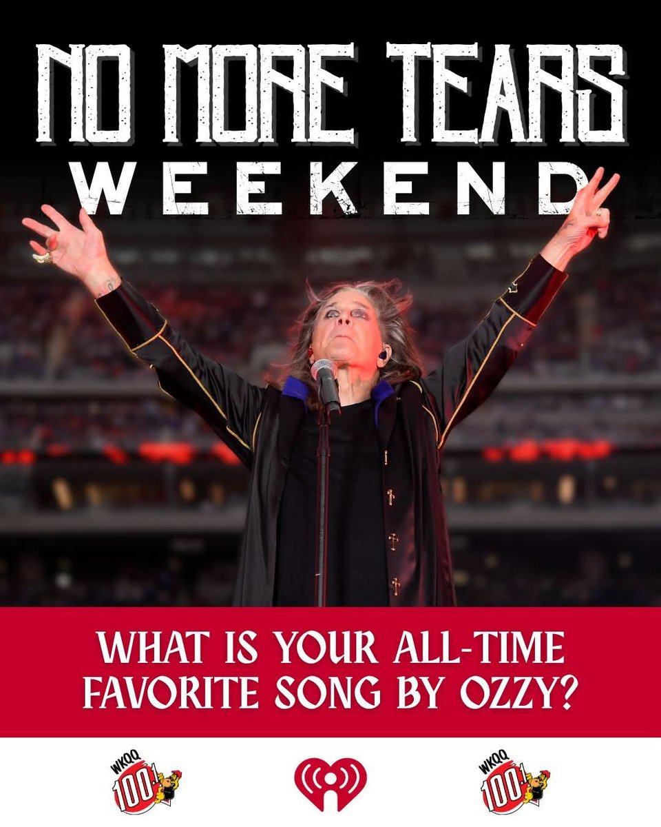 Remembering #OzzyOsbourne on our NO MORE TEARS weekend! Tell us your favorite #Ozzy song, concerts, etc of #BlackSabbath &amp; #Ozzy! Reply below or use Talkback 🎙️w the iHeartRadio app.

📻 100.1 WKQQ - FM in central KY
💻📲 wkqq.com/listen 

#OzzyOsbourneRIP 
#OzzyForever