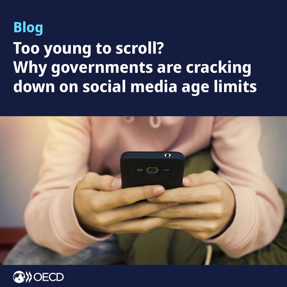 OECD's tweet image. Too young to scroll?
Our blog offers new insights on why governments are cracking down on social media age limits, how today’s safeguards fall short, and how platforms and policymakers can do better: brnw.ch/21wUs0a