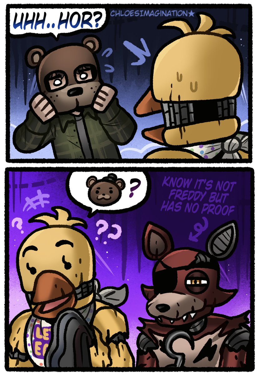 ChloeImagine's tweet image. The Freddy mask being in the FNAF 2 trailer is peak