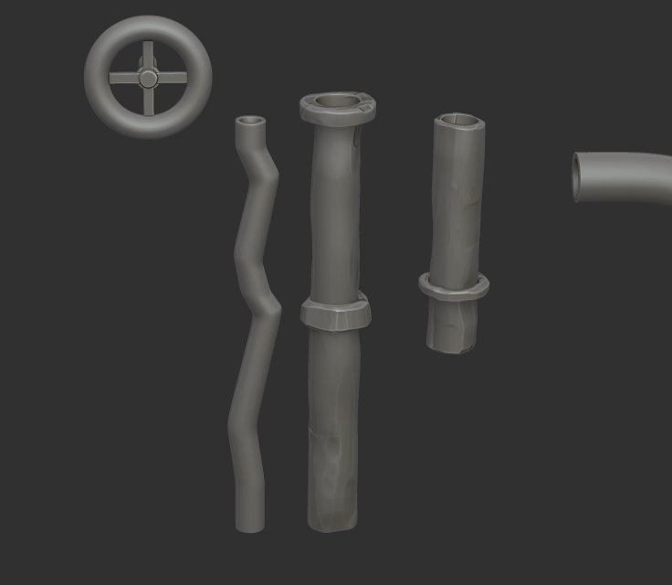 elJosby's tweet image. I’ve discovered how complicated it is to make pipes mainly because there aren’t many stylized references, and also because sculpting cylinders is quite different and tricky. I’ll wait to see how it looks in the engine 😅😅