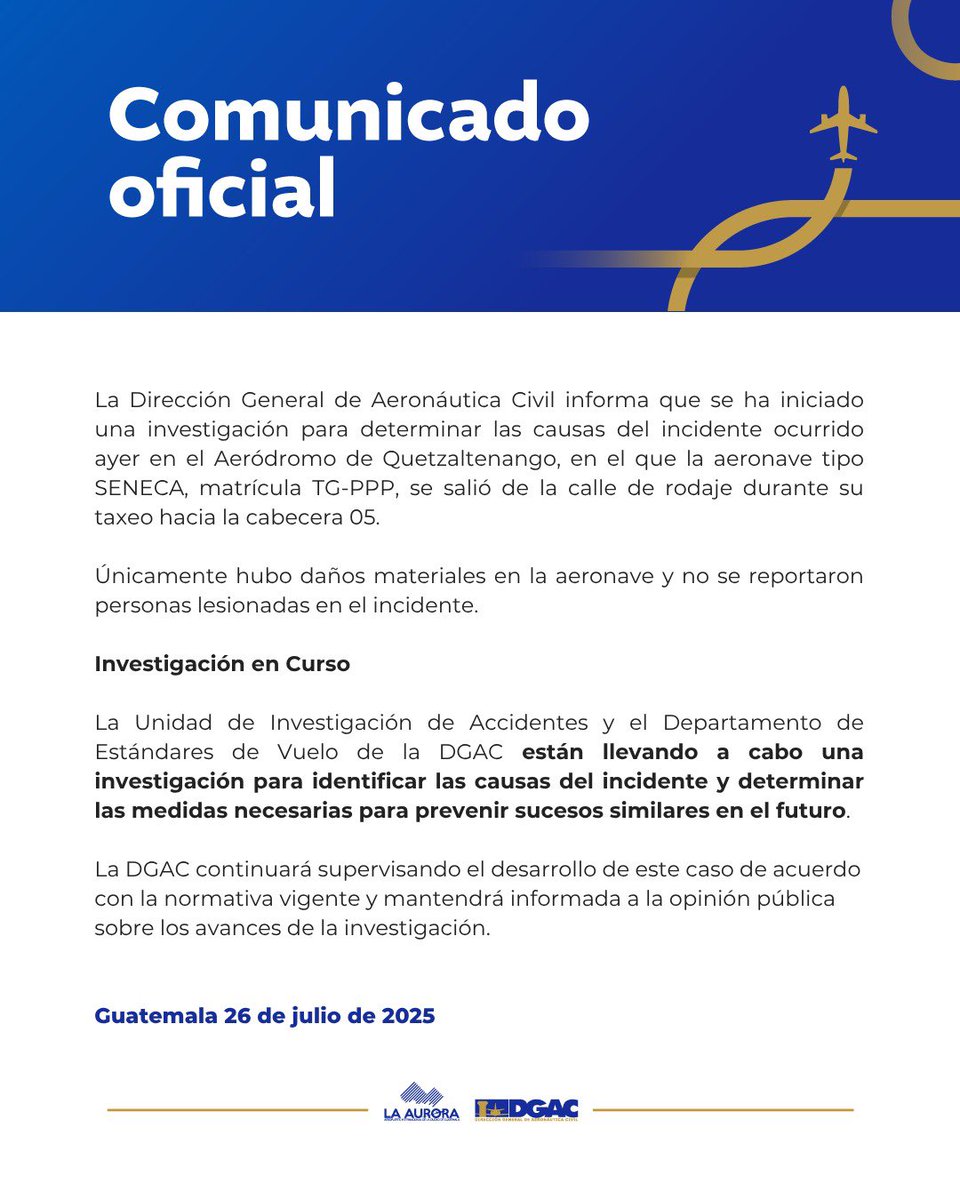 #ComunicadoOficial 🔴

<a href="/CIV_Guatemala/">Ministerio de Comunicaciones</a> 
<a href="/GuatemalaGob/">Gobierno de Guatemala 🇬🇹</a> 
<a href="/Diaz_1Miguel/">Miguel Angel Díaz Bobadilla</a> 
<a href="/surianobuezo/">JoséFernando Suriano Buezo</a> 
<a href="/Radio_TGW/">📻 Radio TGW</a> 
<a href="/AGN_noticias/">AGN</a> 
<a href="/DiariodeCA/">Diario de Centro América</a>