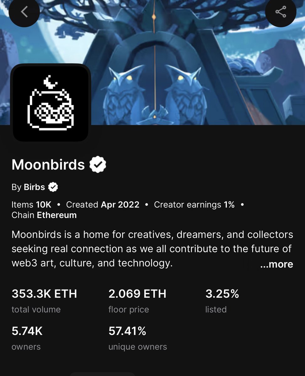 CryptoCosmo17's tweet image. Moonbirds have broken the 2eth floor mark 🚀
@moonbirds