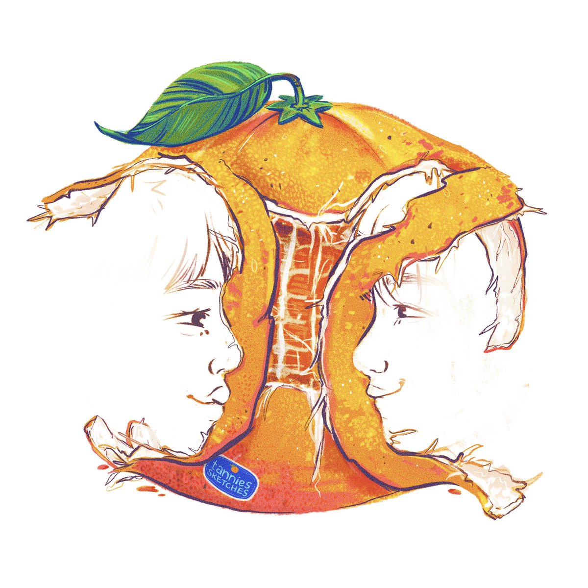 tanniessketches's tweet image. apple trend but it’s a tangerine with yoonmin
