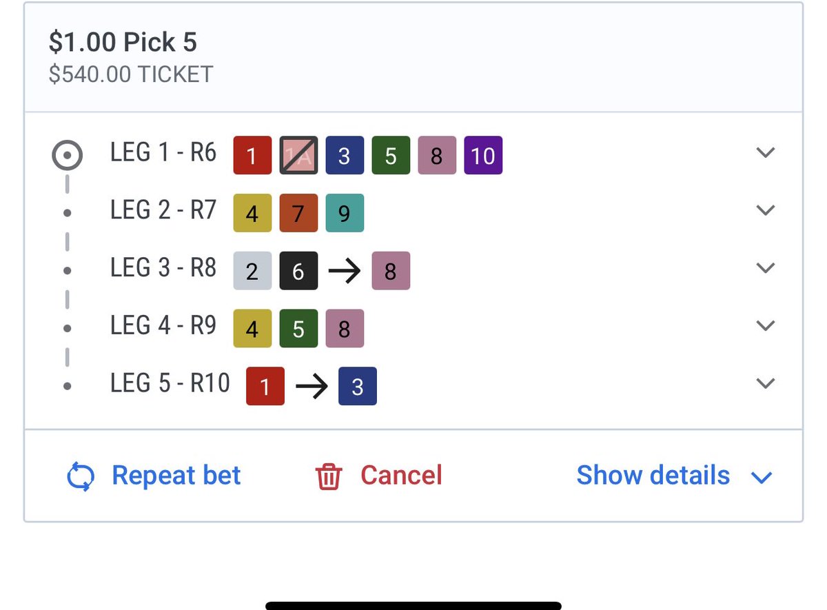 SafranTyler's tweet image. Saratoga Pick 5
Race 6 🐴
These sequences are exciting. Made my decision, Sovereignty is losing today