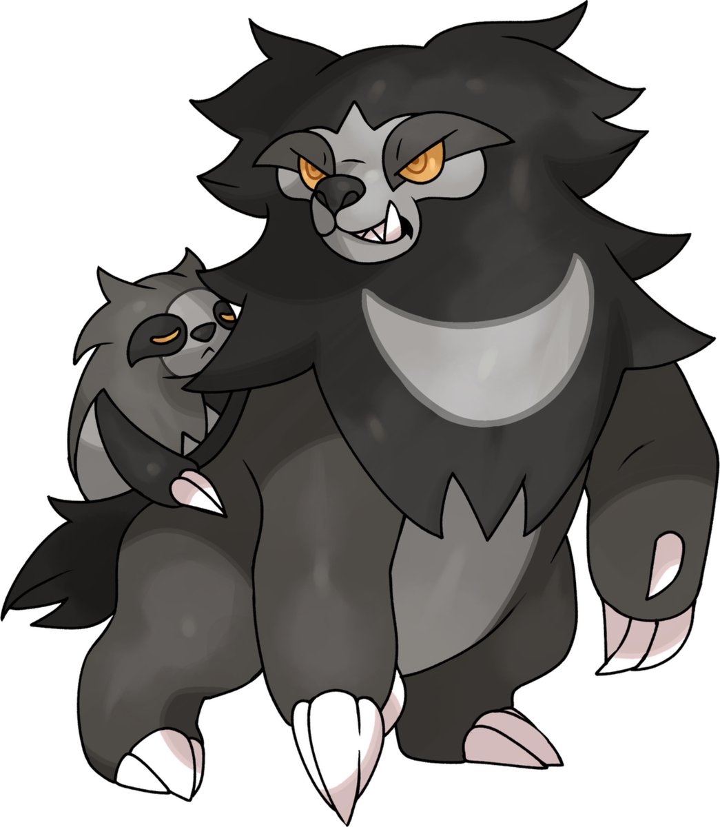 Vioquetzal's tweet image. some sloth bear sloths! Slumbear and Melurude!!! pure dark #fakemon #Pokemon #PokemonPresents #pokemonfanart