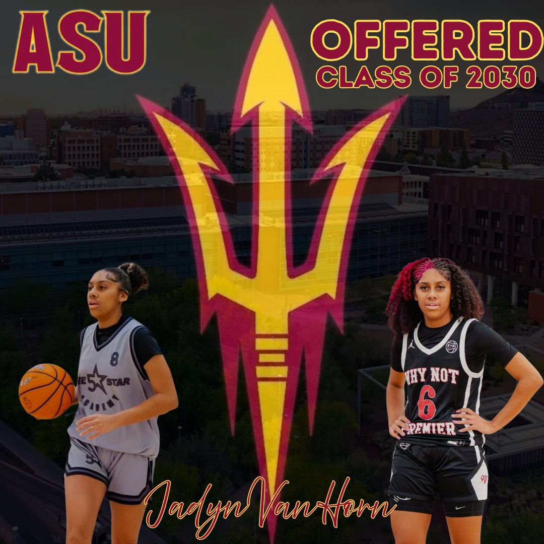 <a href="/5ivestaracademy/">5ivestaracademy</a>  is proud to announce after an amazing conversation with Coach Stephanie Norman <a href="/desertnormm/">Stephanie Norman ♈️</a> , <a href="/Jadynn_6/">Jadynn_6</a> is blessed to recieve an offer from Arizona State University <a href="/sundevilwbb/">Sun Devil WBB</a> , she is greatful and excited for this incredible opportunity. #ᴀɢᴛɢ 
#forksup