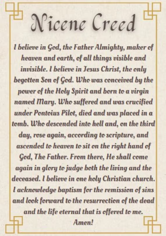 JulieParker144's tweet image. The Nicene Creed is a Christian statement of faith widely accepted by various denominations, including Catholic, Orthodox, and major Protestant churches.