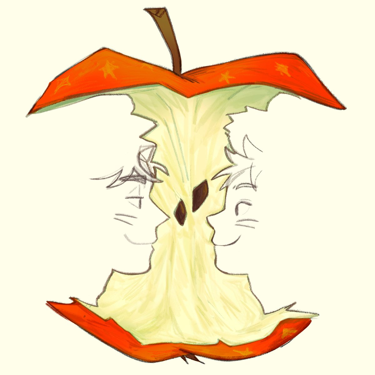 Boun10Z's tweet photo. Citrus boys fused into an apple !!🍊🍋 #atsuhina 

Wasn't gonna participate but I remembered side profiles are easy to draw https://t.co/7Yg66vEe09
