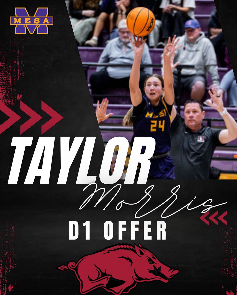 Mesa Athletics (@mesahsathletics) on Twitter photo Another one! šš¬ Taylor Morris picks up her 7th D1 offer, this time from the University of Arkansas! Proud of the work sheās putting in to represent Mesa at the next level. Keep it rollinā, T! <a href="/CoachKlecka/">David Klecka</a> Another one! šš¬ Taylor Morris picks up her 7th D1 offer, this time from the University of Arkansas! Proud of the work sheās putting in to represent Mesa at the next level. Keep it rollinā, T! <a href="/CoachKlecka/">David Klecka</a>