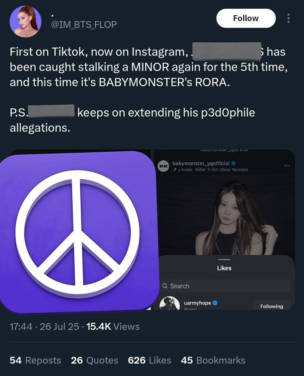 protectmyhope's tweet image. ‼️REPORT ‼️
That girl really used his song so he liked. Stop projecting disgusting shits on him.
•under every category until it's gone
x.com/IM_BTS_FLOP?t=…