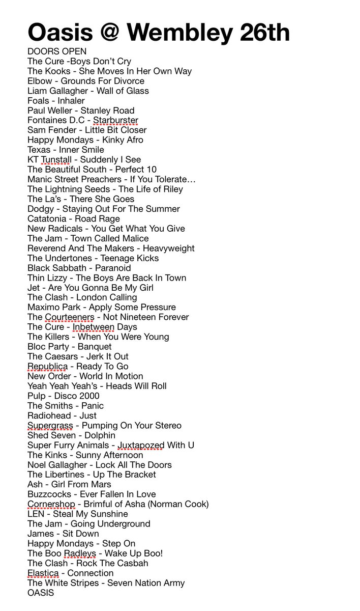 Alright seeing as yesterday’s was so popular - hi I’m Zoe and I DJ inside Wembley Stadium (as in, inside the building, not over the PA in the bowl) and here’s what I played inside on night two of the Oasis shows! if you wanna find me I’m on level one! 💕