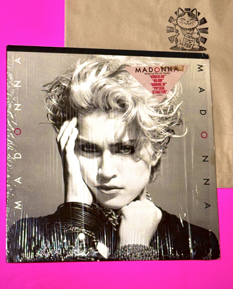 DerekPlease's tweet image. After 11 years of searching, I found it! The “Madonna” debut album vinyl with this hype sticker 🖤