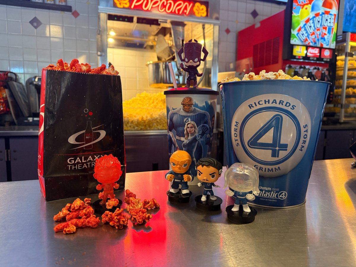 Snack on! 🔥🍿 Pick up your super concessions when you come to see #TheFantasticFour with us this weekend. Hurry, supply is limited!

🎟️:galaxytheatres.com/movie/THE-FANT…

#GalaxyGoodies