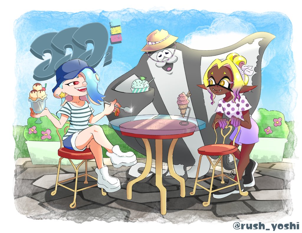 rush_yoshi's tweet image. Ice cream social π€οΈβοΈπ¦#splatoon #splatoonart #deepcut