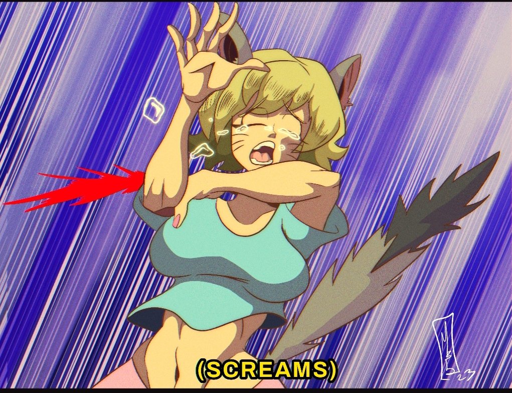 Marbardan82's tweet image. I'm getting treated for RABIES!!!!
Also, here's an old redraw of Raku Chan from Nyan Neko Sugar Girls getting bit.