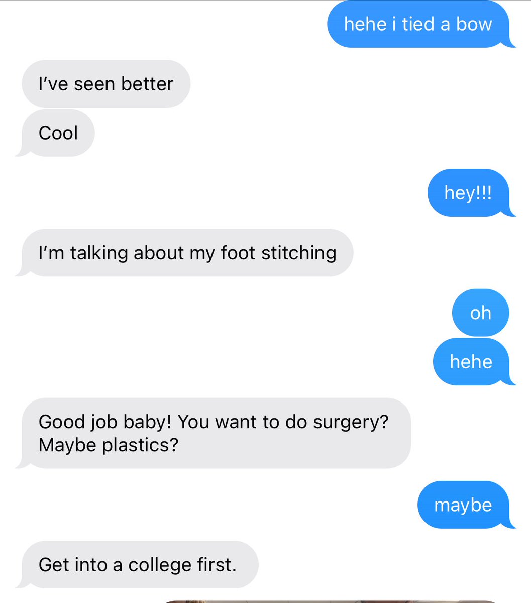 kyurumie's tweet image. my dads response to my surgical knots r killing me