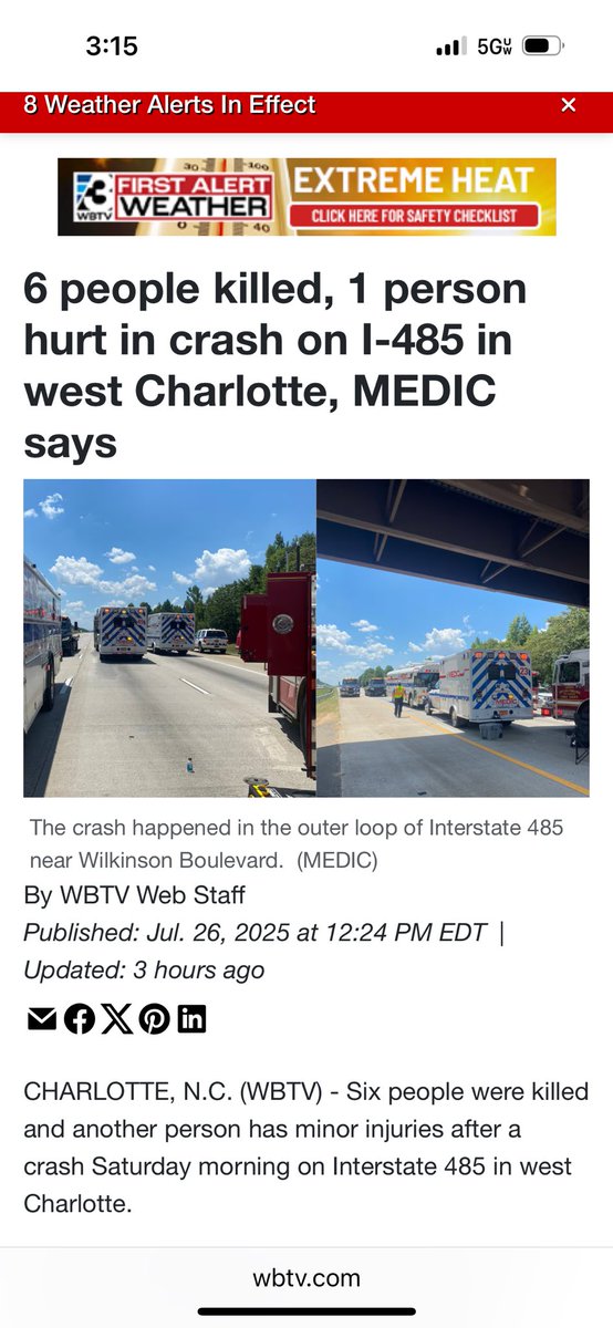 Damn. Horrible wreck in Charlotte today. 🙏