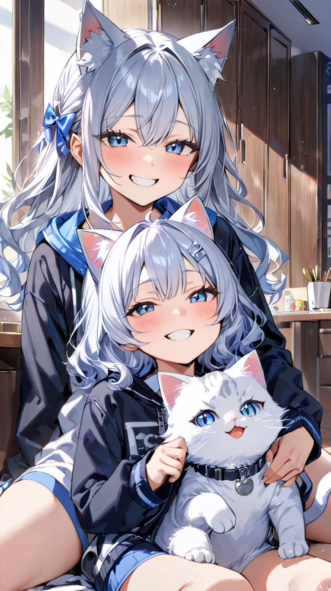 ai_silverbob's tweet image. #AIイラスト

猫姉妹＋猫!?