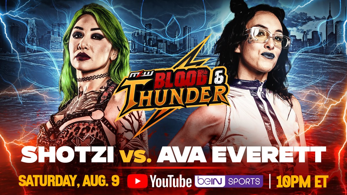 The "Ballsy Badass" <a href="/ShotziTCB/">Shotzi</a> makes her MLW in-ring debut vs. <a href="/AvaEverett_/">𝓐𝓿𝓪 𝓔𝓿𝓮𝓻𝓮𝓽𝓽</a> at MLW Blood &amp; Thunder!

Watch it for FREE on Sat, Aug. 9:
▶️ YouTube.com/@MLW