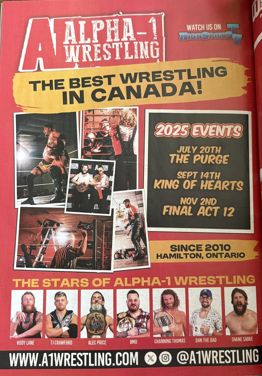 Alpha-1 Wrestling ad in the October 2025 PWI