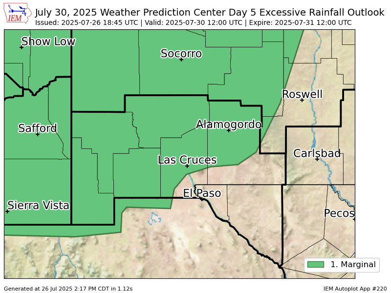 iembot_epz's tweet image. WPC issues Day 5 Marginal Risk Excessive Rainfall Outlook at Jul 26, 18:45z for EPZ wpc.ncep.noaa.gov/qpf/excessive_…