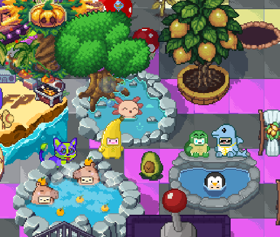 PixelCatGuy's tweet image. After a long day of farming, nothing hits like the hot springs 😶‍🌫️