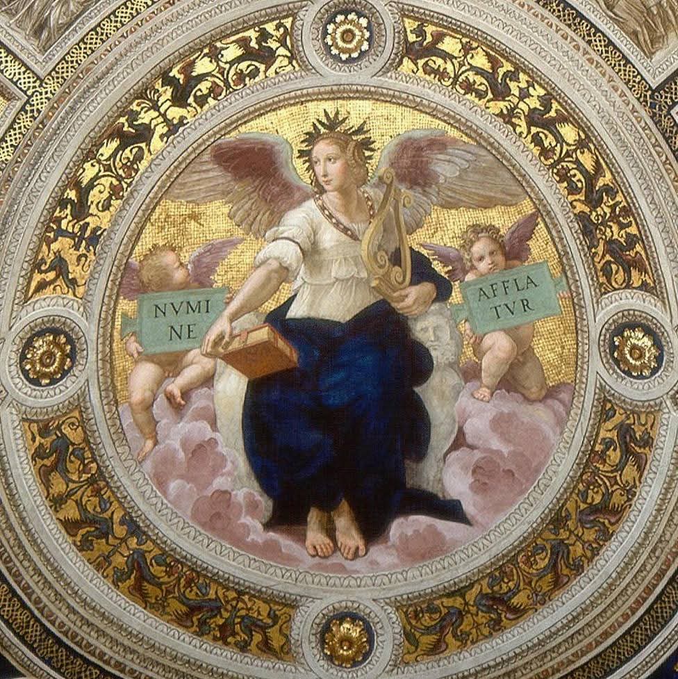 RamellaUgo's tweet image. Raffaello Sanzio Stanza della Segnatura Vaticano Volta Giustizia e Virtù Cardinali Filosofia Poesia e Teologia 5 immagini vedere singolarmente