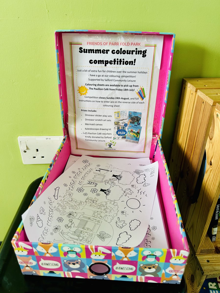 Friends of Parr Fold Park (@parrfoldfriends) on Twitter photo 🖍️Children Summer Colour Competition🖍️
Supported by <a href="/SalfordLeisure/">Salford Community Leisure (SCL)</a>😊
📍Colouring sheets are at the Pavilion at Parr Fold Park Café where the children's books are
📆Competition closes Sunday 24th August
🎉Instructions on the back of the colouring sheets
#ParrFoldPark 🖍️Children Summer Colour Competition🖍️
Supported by <a href="/SalfordLeisure/">Salford Community Leisure (SCL)</a>😊
📍Colouring sheets are at the Pavilion at Parr Fold Park Café where the children's books are
📆Competition closes Sunday 24th August
🎉Instructions on the back of the colouring sheets
#ParrFoldPark