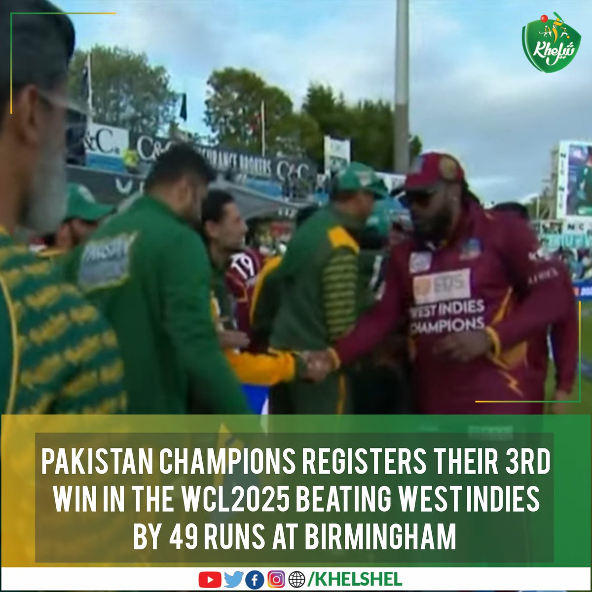 khelshel's tweet image. Pakistan Champions successfully defends 200 runs against the mighty West Indies Champions in the #WCL2025 at Birmingham.
#Cricket | #Pakistan | #MohammadHafeez | #KamranAkmal | #Birmingham