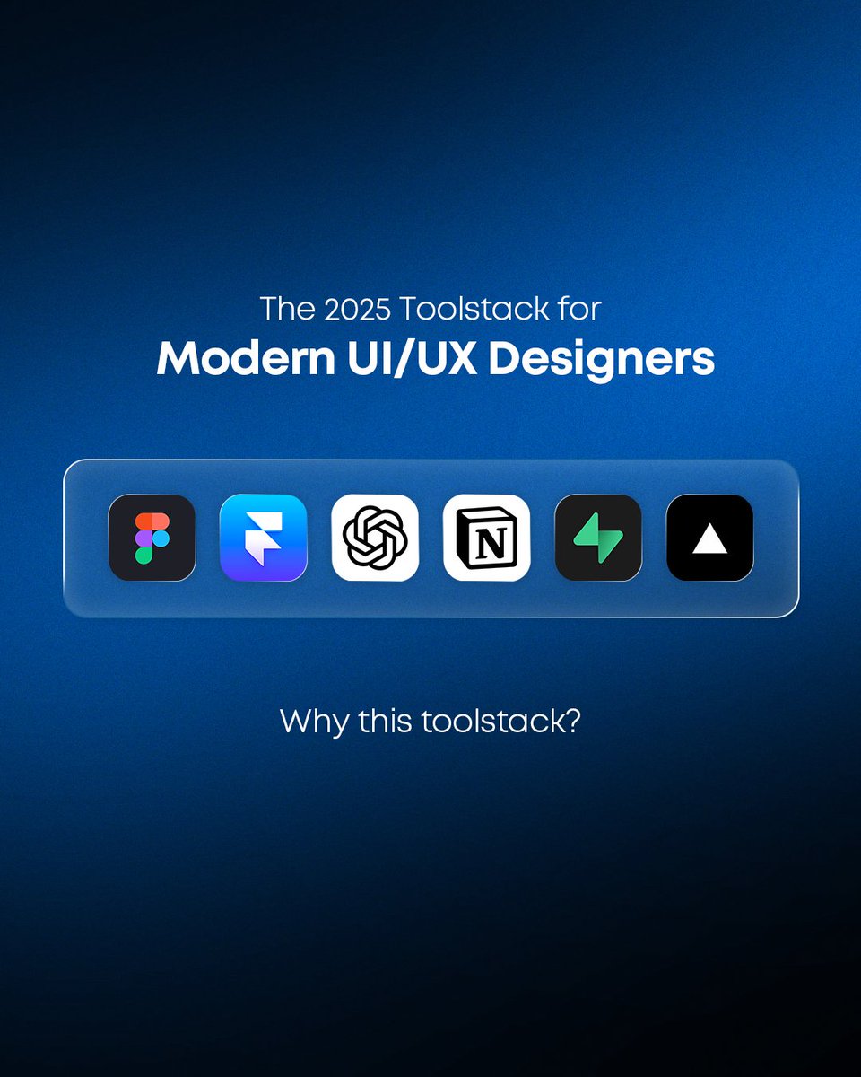vengencytech's tweet photo. 🚀 2025 Toolstack for Designers

1️⃣ Figma → Organized, scalable
2️⃣ Framer → Fast site launches
3️⃣ ChatGPT → Creative assist
4️⃣ Notion → Docs, sync
5️⃣ Supabase+Vercel → Scale backend/frontend

Your go-to tools? #designtools https://t.co/yCo09kDOTB