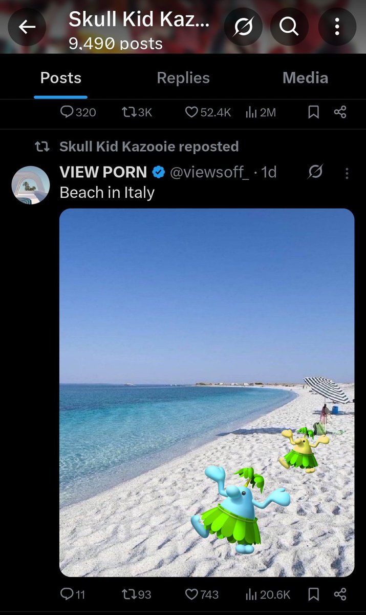 pyramaniac06's tweet image. I'll make it a little side-quest of mine to find posts of or rts of beach pics and add Piantas to them and tag the oomf that brought it to my attn.
here ya go
@SkullKidKazooie