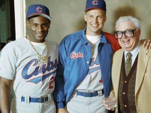 Red bill caps, and crazy jerseys. Sosa has some bling, eh. <a href="/Cubs/">Chicago Cubs</a> <a href="/obvious_shirts/">OBVIOUS SHIRTS®</a> 
Let's work in a W today.
Go Cubs Go. ⚾️🇺🇸🌭