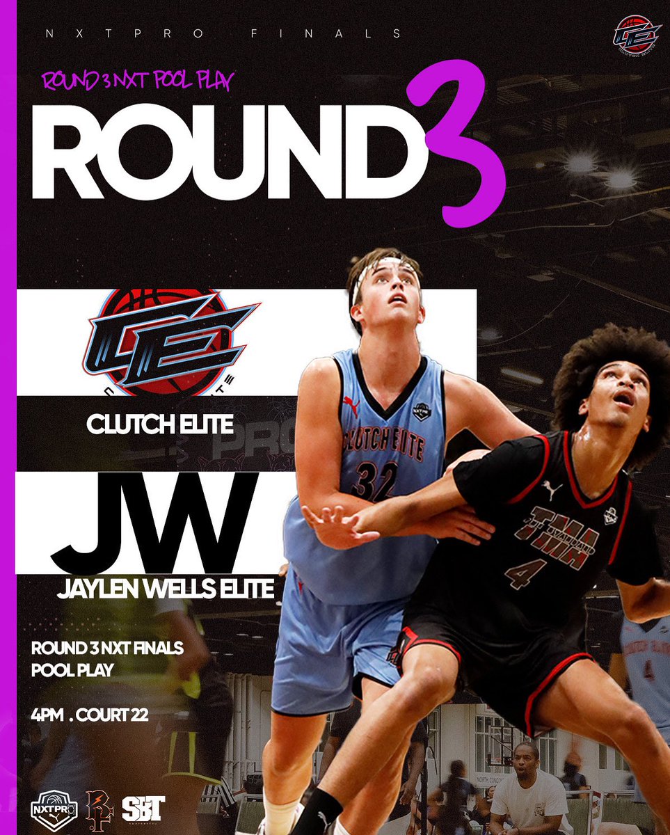 ClutchElite20's tweet image. 𝑶𝒏𝒆 𝑮𝒂𝒎𝒆 𝑨𝒕 𝑨 𝑻𝒊𝒎𝒆.
Round 3 NXTPRO Finals
🆚 Jaylen Wells Elite
🕔 4:00pm
📍Court 22
#BeTheNXTPro #ClutchFam
@TreySterner5345 @MattReynolds___ @CoachESilva