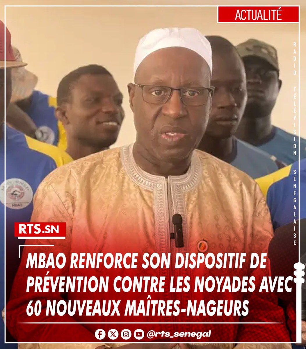 RTS1_Senegal's tweet image. À Mbao, 60 maîtres-nageurs ont signé des contrats de trois mois pour sécuriser les plages dès le 1er août. Cette initiative du maire Abdou Karim Sall, saluée par l’Association des maîtres-nageurs, s’inscrit dans la lutte contre les noyades.
rts.sn/actualite/deta…
