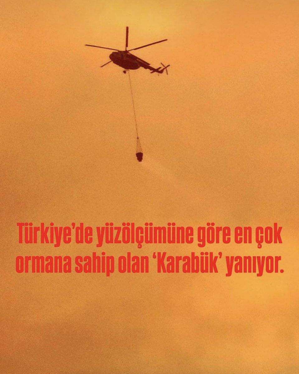 Karabük yanıyor. Evet, burası tatil beldesi değil. Ama burada da insanlar yaşıyor, çocuklar var, hayvanlar var, orman var! Görmezden gelmeyin, sessiz kalmayın. Alevler sadece ağaçları değil, vicdanları da yakıyor. 

#KarabükYanıyor #YangınVar

 #KarabükYanıyorSessizKalma