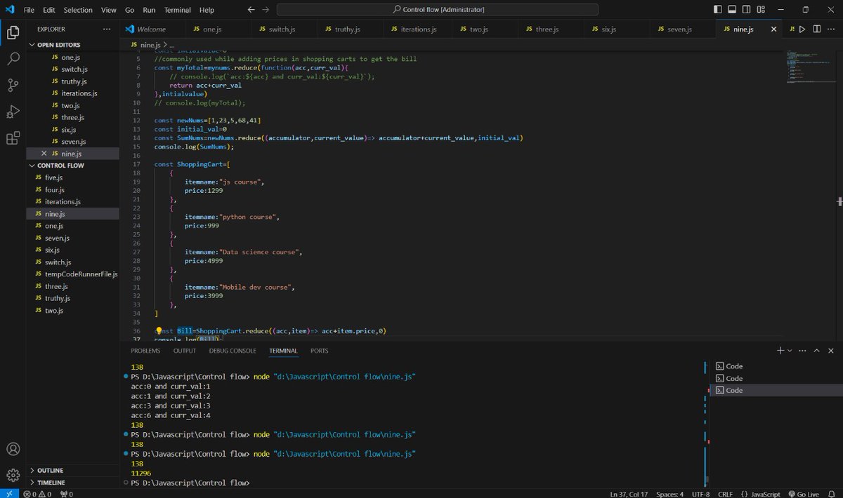 arpitrathore024's tweet image. Doing some JavaScript these days.
filter, map, and reduce are finally starting to click.
Tried out the DOM too kinda cool seeing the page respond to my code.
#javascript #learningjavascript #coding #programming #webdev #DeveloperLife #WebDevelopment