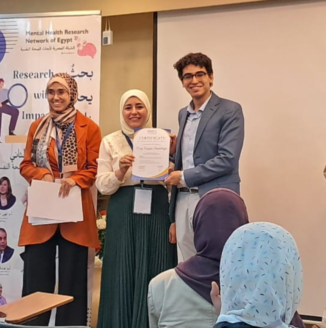 MoazElsayed2023's tweet image. Happy to final meet my dear friend @drahmsh in person after these online friendship years in the annual scientific day of &quot;mental health research network of egypt MHRNE&quot; where I was awarded a certificate for my contribution to the network ❤️❤️
It was such a nice warm day!