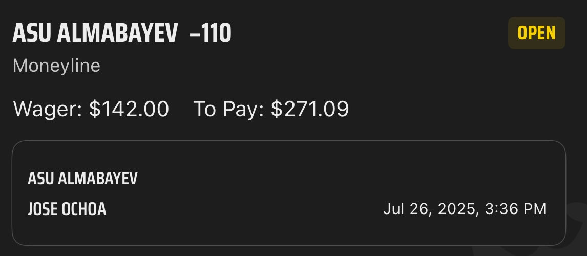 TheJayPick's tweet image. UFC ABU DHABI FREE MAX 🔨🔨

🥊 Asu Almabayev ML 

@TheJayPick